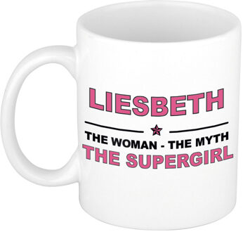 Bellatio Decorations Liesbeth cadeau mok - Woman Myth Supergirl - naam koffiemok - 300 ml - collega - moederdag Oudroze
