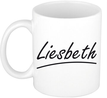 Bellatio Decorations Liesbeth voornaam kado beker / mok sierlijke letters - gepersonaliseerde mok met naam - Naam mokken Multikleur