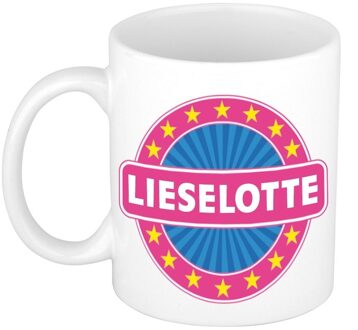 Bellatio Decorations Lieselotte voornaam koffiemok - beker - wit/roze - 300 ml - Cadeau - Dames - Collega - Moederdag