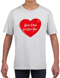 Bellatio Decorations Lieve oma we love you t-shirt wit voor kinderen L (146-152)