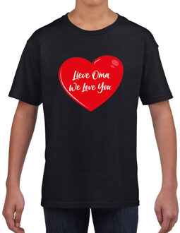 Bellatio Decorations Lieve oma we love you t-shirt zwart voor kinderen L (146-152)