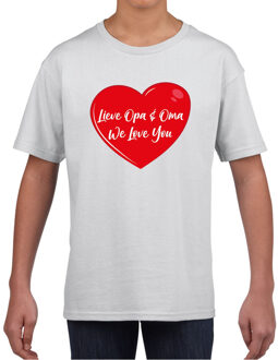 Bellatio Decorations Lieve opa en oma we love you t-shirt wit voor kinderen L (146-152)