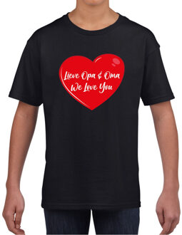 Bellatio Decorations Lieve opa en oma we love you t-shirt zwart voor kinderen L (146-152)