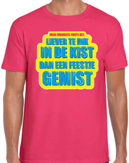 Bellatio Decorations Liever te dik in de kist dan een feestje gemist foute party shirt roze heren 2XL