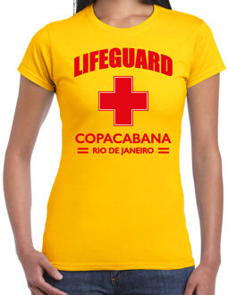 Bellatio Decorations Lifeguard / strandwacht verkleed t-shirt / shirt Lifeguard Copacabana Rio De Janeiro geel voor dames - Bedrukking aan de voorkant / Reddingsbrigade shirt / Verkleedkleding / carnaval / outfit XS