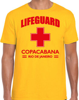 Bellatio Decorations Lifeguard / strandwacht verkleed t-shirt / shirt Lifeguard Copacabana Rio De Janeiro geel voor heren - Bedrukking aan de voorkant / Reddingsbrigade shirt / Verkleedkleding / carnaval / outfit 2XL