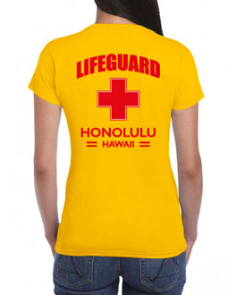 Bellatio Decorations Lifeguard / strandwacht verkleed t-shirt / shirt Lifeguard Honolulu Hawaii geel voor dames - Bedrukking aan de achterkant / Reddingsbrigade shirt / Verkleedkleding / carnaval / outfit 2XL