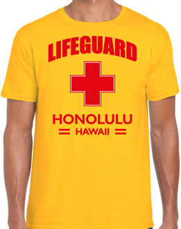 Bellatio Decorations Lifeguard / strandwacht verkleed t-shirt / shirt Lifeguard Honolulu Hawaii geel voor heren - Bedrukking aan de voorkant / Reddingsbrigade shirt / Verkleedkleding / carnaval / outfit XL
