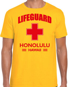 Bellatio Decorations Lifeguard/ strandwacht verkleed t-shirt / shirt Lifeguard Honolulu Hawaii geel voor heren
