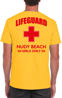 Bellatio Decorations Lifeguard/ strandwacht verkleed t-shirt / shirt Lifeguard Nudy Beach girls only geel voor heren