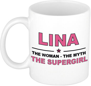 Bellatio Decorations Lina The woman, The myth the supergirl collega kado mokken/bekers 300 ml Oudroze