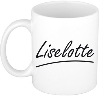 Bellatio Decorations Liselotte Naam koffiemok - beker - met sierlijke letters - wit - 300 ml - Cadeau - Dames