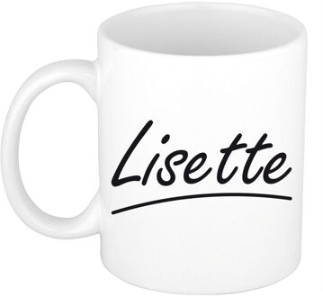 Bellatio Decorations Lisette voornaam kado beker / mok sierlijke letters - gepersonaliseerde mok met naam - Naam mokken Multikleur