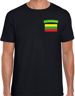 Bellatio Decorations Lithuania t-shirt met vlag Litouwen zwart op borst voor heren