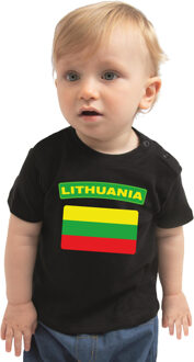 Bellatio Decorations Lithuania t-shirt met vlag Litouwen zwart voor babys 68 (3-6 maanden)