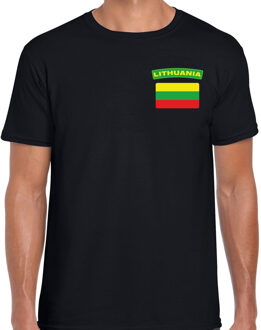 Bellatio Decorations Litouwen thema t-shirt - met vlag op borst - zwart - voor heren - landen shirt - supporters S