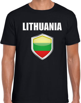 Bellatio Decorations Litouwen vlag thema landen t-shirt - zwart - voor heren - Supporters kleding - korte mouwen