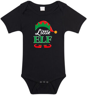 Bellatio Decorations Little elf Kerst rompertje zwart voor babys 68 (4-6 maanden)