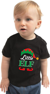 Bellatio Decorations Little elf Kerst t-shirt zwart voor babys 62 (1-3 maanden)