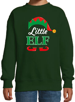 Bellatio Decorations Little elf Kerstsweater / Kersttrui groen voor kinderen 12-13 jaar (152/164) - kerst truien kind