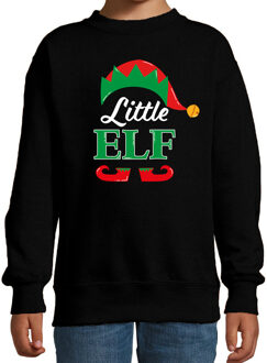 Bellatio Decorations Little elf Kerstsweater / Kersttrui zwart voor kinderen 12-13 jaar (152/164) - kerst truien kind