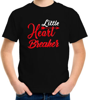 Bellatio Decorations Little heartbreaker / Kleine hartenbreker cadeau t-shirt zwart voor kinderen XS (110-116)