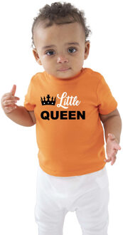 Bellatio Decorations Little Queen Koningsdag t-shirt oranje baby - peuters / meisjes 60/66 (3-6 maanden) - Feestshirts