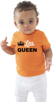 Bellatio Decorations Little Queen Koningsdag t-shirt oranje baby - peuters / meisjes 66/76 (6-12 maanden) - Feestshirts