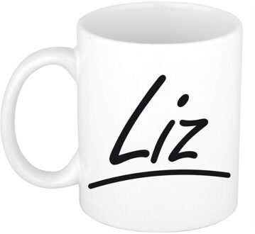 Bellatio Decorations Liz voornaam kado beker / mok sierlijke letters - gepersonaliseerde mok met naam - Naam mokken Multikleur