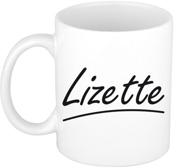 Bellatio Decorations Lizette Naam koffiemok - beker - met sierlijke letters - wit - 300 ml - Cadeau - Dames