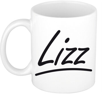 Bellatio Decorations Lizz Naam koffiemok - beker - met sierlijke letters - wit - 300 ml - Cadeau - Dames