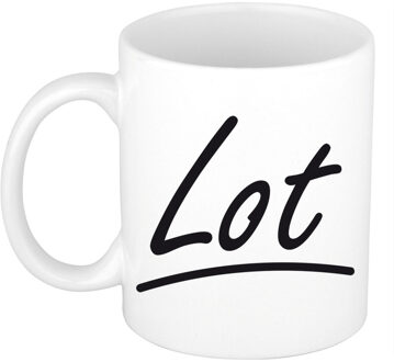 Bellatio Decorations Lot voornaam kado beker / mok sierlijke letters - gepersonaliseerde mok met naam - Naam mokken Multikleur