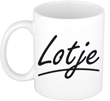 Bellatio Decorations Lotje voornaam kado beker / mok sierlijke letters - gepersonaliseerde mok met naam - Naam mokken Multikleur