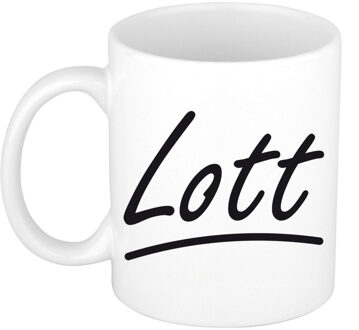 Bellatio Decorations Lott voornaam kado beker / mok sierlijke letters - gepersonaliseerde mok met naam - Naam mokken Multikleur