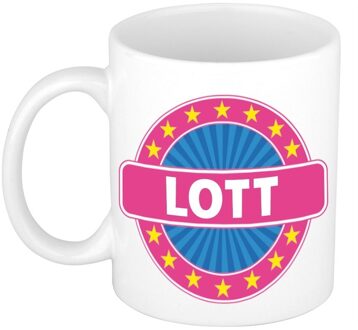 Bellatio Decorations Lott voornaam koffiemok - beker - wit/roze - 300 ml - Cadeau - Dames - Collega - Moederdag Multi