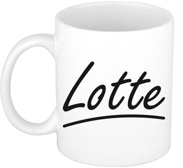 Bellatio Decorations Lotte voornaam kado beker / mok sierlijke letters - gepersonaliseerde mok met naam - Naam mokken Multikleur