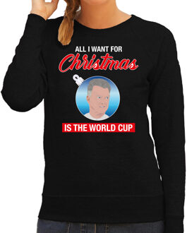 Bellatio Decorations Louis all I want for Christmas foute Kerst sweater / trui zwart voor dames 2XL - kerst truien