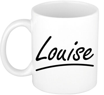 Bellatio Decorations Louise voornaam kado beker / mok sierlijke letters - gepersonaliseerde mok met naam - Naam mokken Multikleur