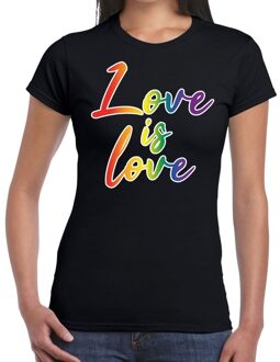 Bellatio Decorations Love is love gay pride  t-shirt zwart voor dames 2XL