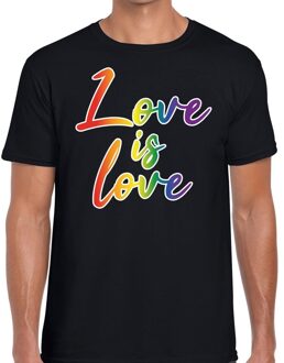 Bellatio Decorations Love is love gay pride t-shirt zwart voor heren 2XL