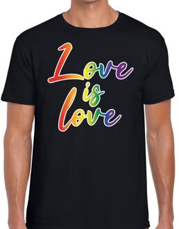 Bellatio Decorations Love is love gay pride t-shirt zwart voor heren