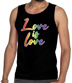 Bellatio Decorations Love is love gaypride tanktop/mouwloos shirt zwart heren 2XL