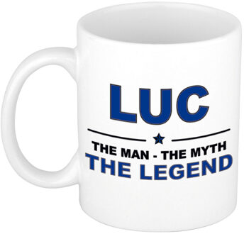 Bellatio Decorations Luc cadeau mok - man myth legend - naam koffiemok - 300 ml - collega - vaderdag Donkerblauw