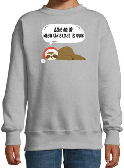 Bellatio Decorations Luiaard Kersttrui sweater - Wake me up when christmas is over - grijs - kinderen - Kerstkleding