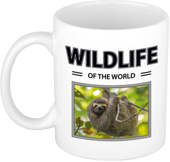 Bellatio Decorations Luiaard mok met dieren foto wildlife of the world Wit