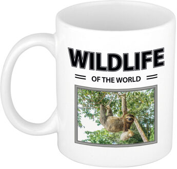 Bellatio Decorations Luiaard mok met dieren foto wildlife of the world Wit