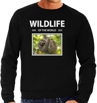 Bellatio Decorations Luiaard sweater / trui met dieren foto wildlife of the world zwart voor heren