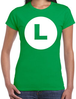 Bellatio Decorations Luigi loodgieter verkleed t-shirt groen voor dames Zwart