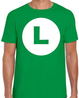 Bellatio Decorations Luigi loodgieter verkleed t-shirt groen voor heren Zwart