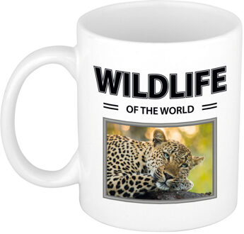 Bellatio Decorations Luipaard mok met dieren foto wildlife of the world Wit
